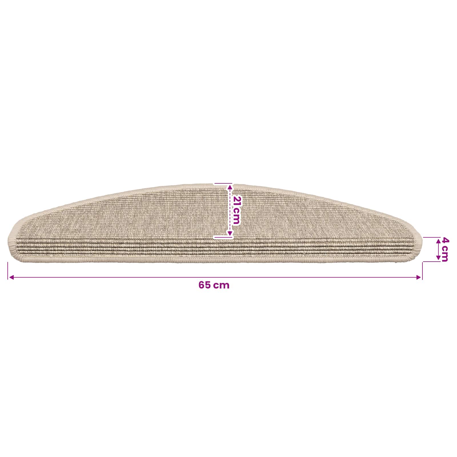 Tappetini per scale 15 pz 65x21x4 cm Beige chiaro Semicircolari