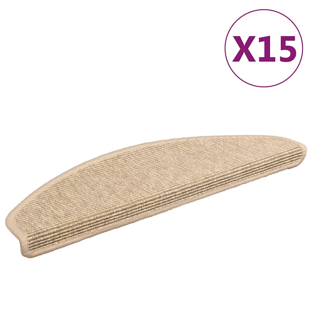 Tappetini per scale 15 pz 65x21x4 cm Beige chiaro Semicircolari Grandi