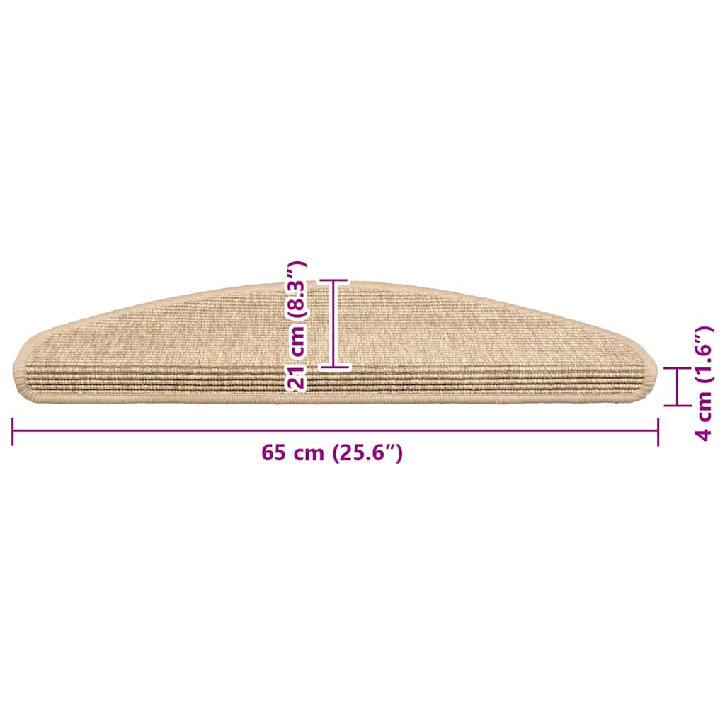 Tappetini per scale 15 pz 65x21x4 cm Beige chiaro Semicircolari Grandi