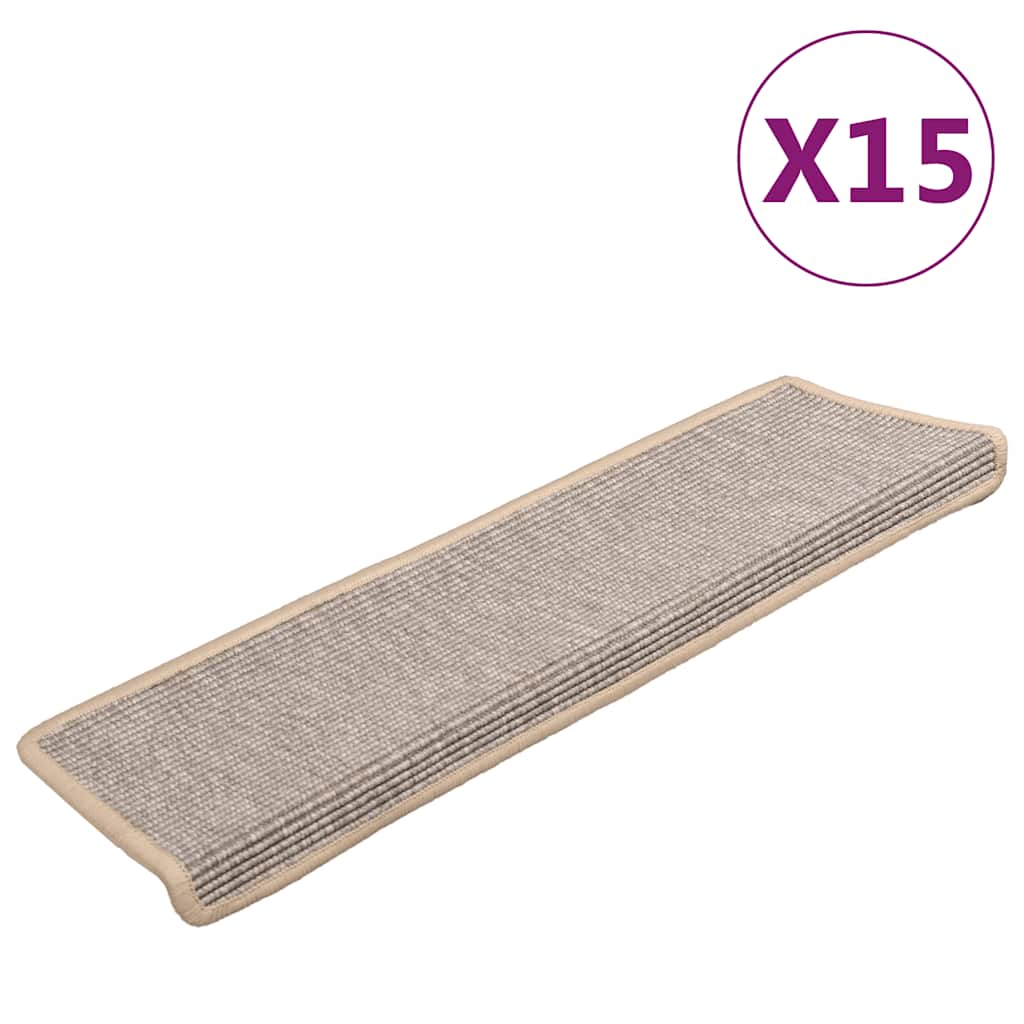 Tappetini per scale 15 pz 65x21x4 cm argento bordo rettangolare