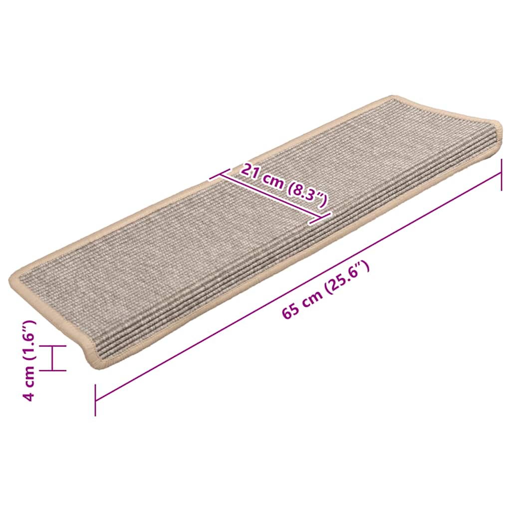 Tappetini per scale 15 pz 65x21x4 cm argento bordo rettangolare