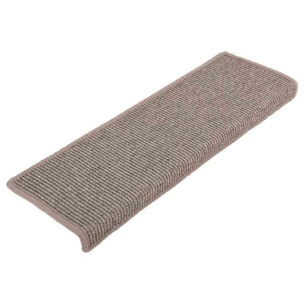 Tappetini per scale 15 pz 65x21x4 cm Beige scuro con bordo rettangolare