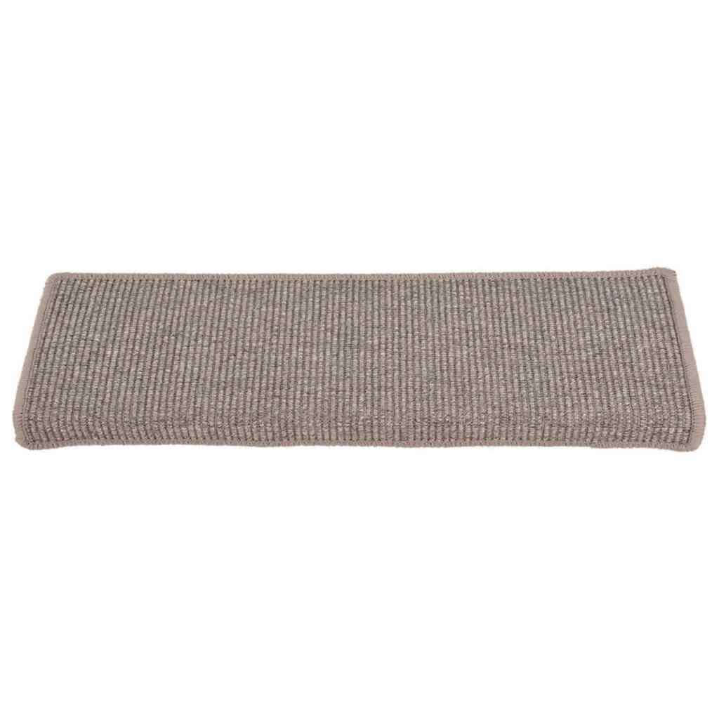 Tappetini per scale 15 pz 65x21x4 cm Beige scuro con bordo rettangolare