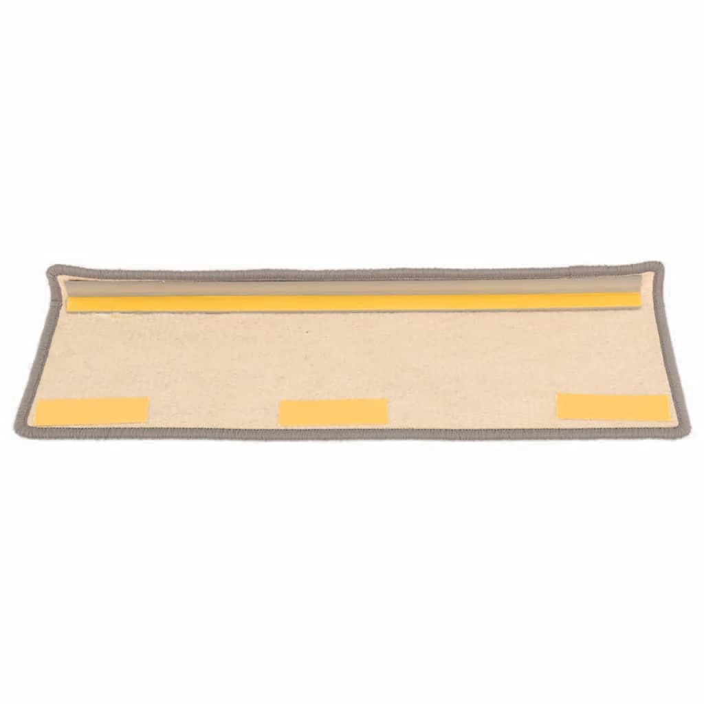 Tappetini per scale 15 pz 65x21x4 cm Beige scuro con bordo rettangolare