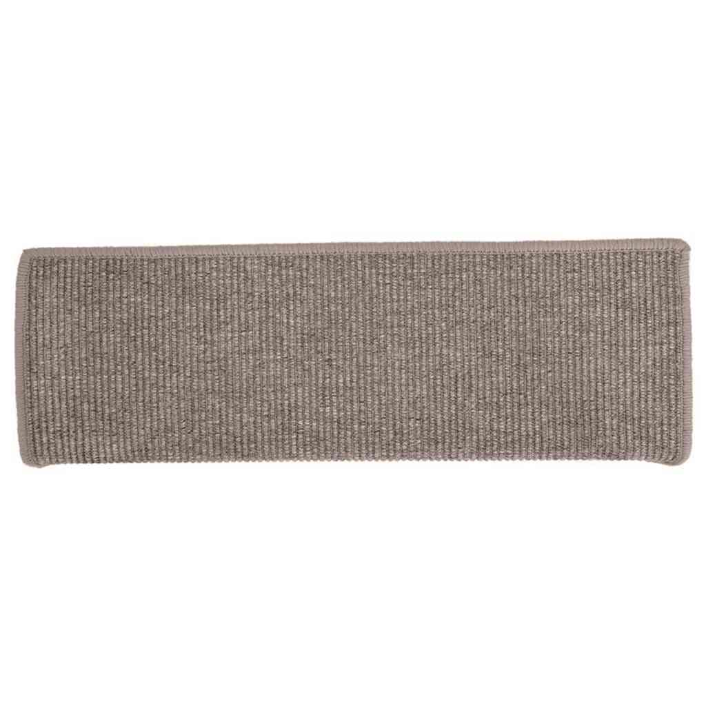 Tappetini per scale 15 pz 65x21x4 cm Beige scuro con bordo rettangolare