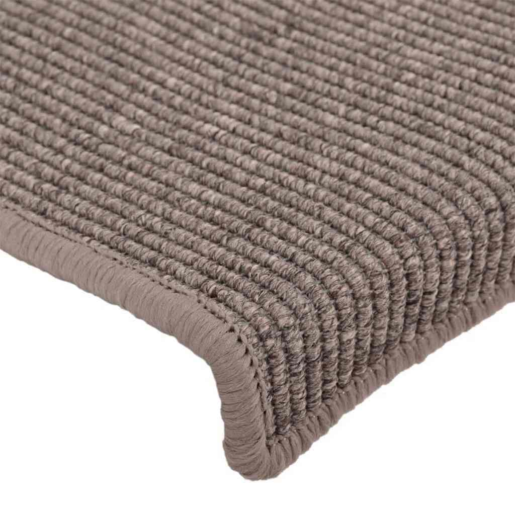 Tappetini per scale 15 pz 65x21x4 cm Beige scuro con bordo rettangolare