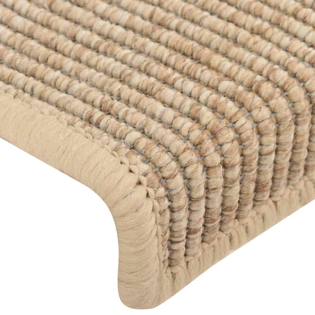 Tappetini per scale 15 pz 65x21x4 cm Beige chiaro Bordo rettangolare