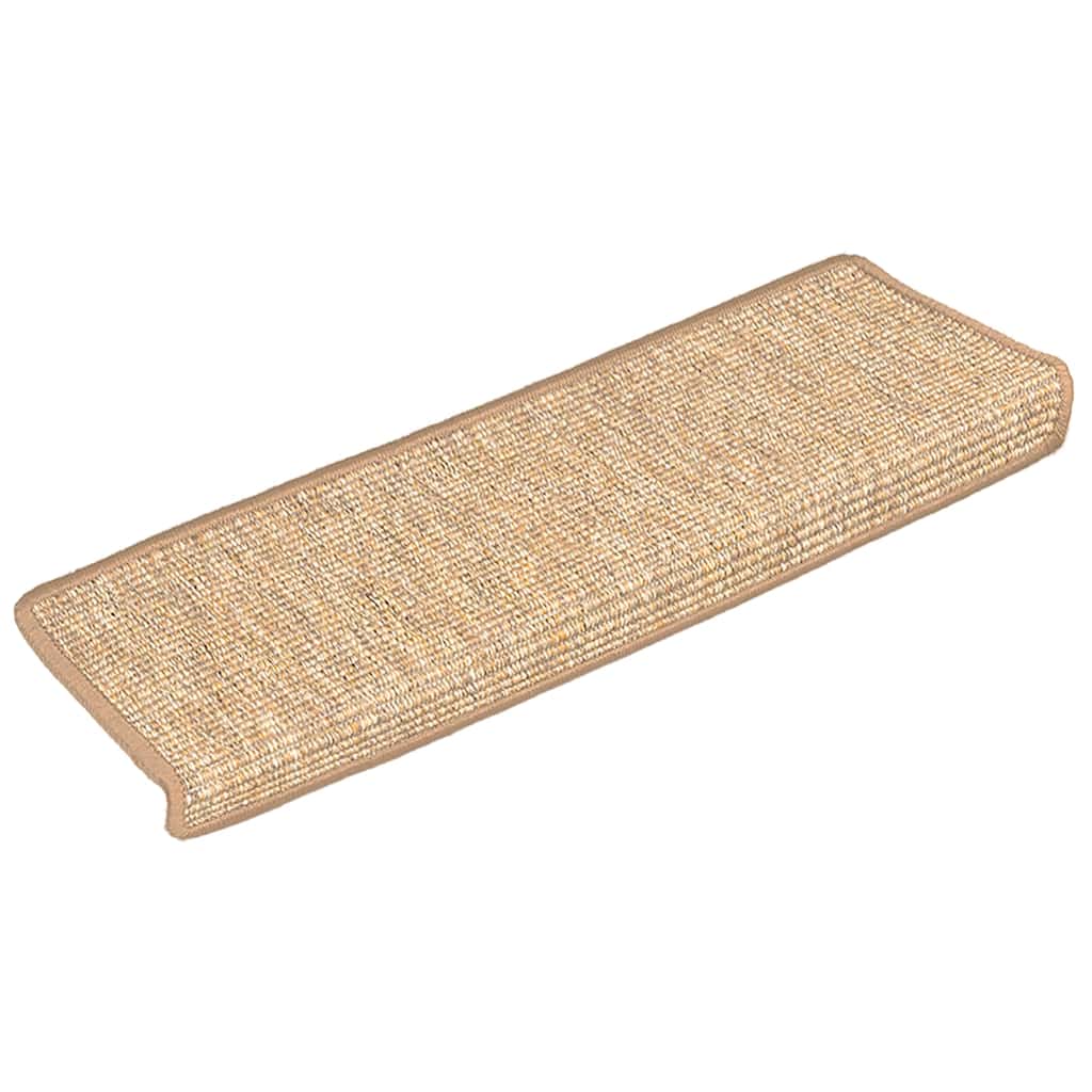 Tappetini per scale 15 pz 65x21x4 cm Marrone chiaro Bordo rettangolare
