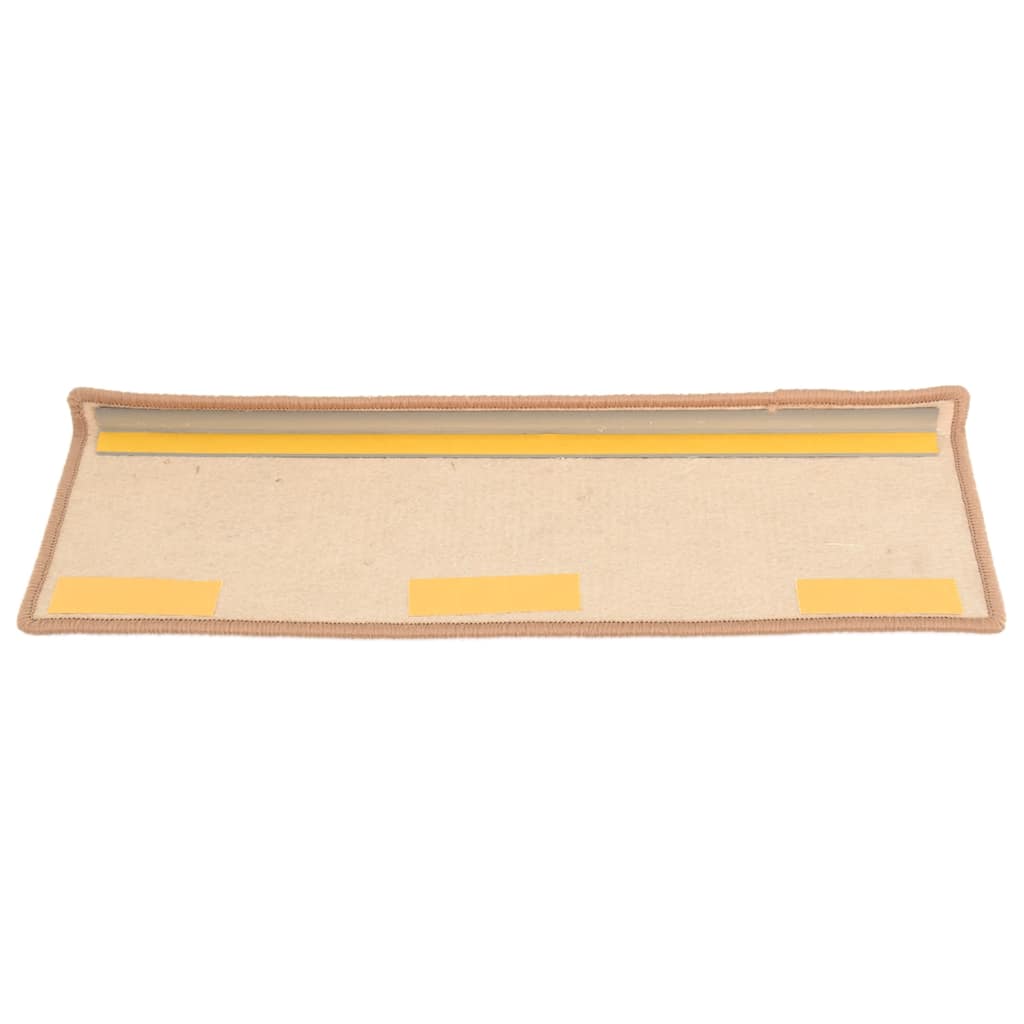 Tappetini per scale 15 pz 65x21x4 cm Marrone chiaro Bordo rettangolare