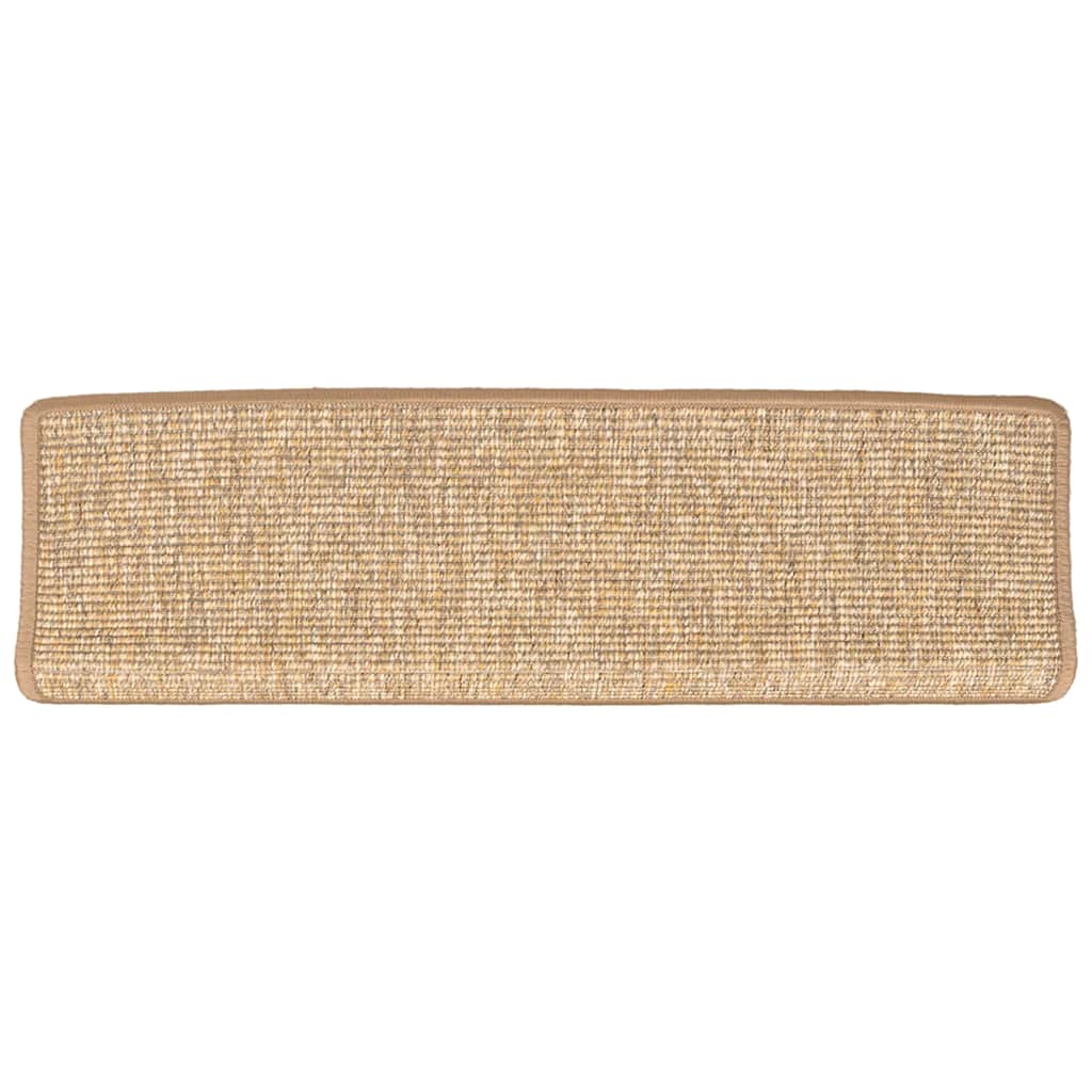 Tappetini per scale 15 pz 65x21x4 cm Marrone chiaro Bordo rettangolare