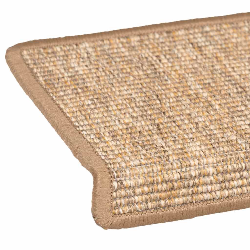 Tappetini per scale 15 pz 65x21x4 cm Marrone chiaro Bordo rettangolare
