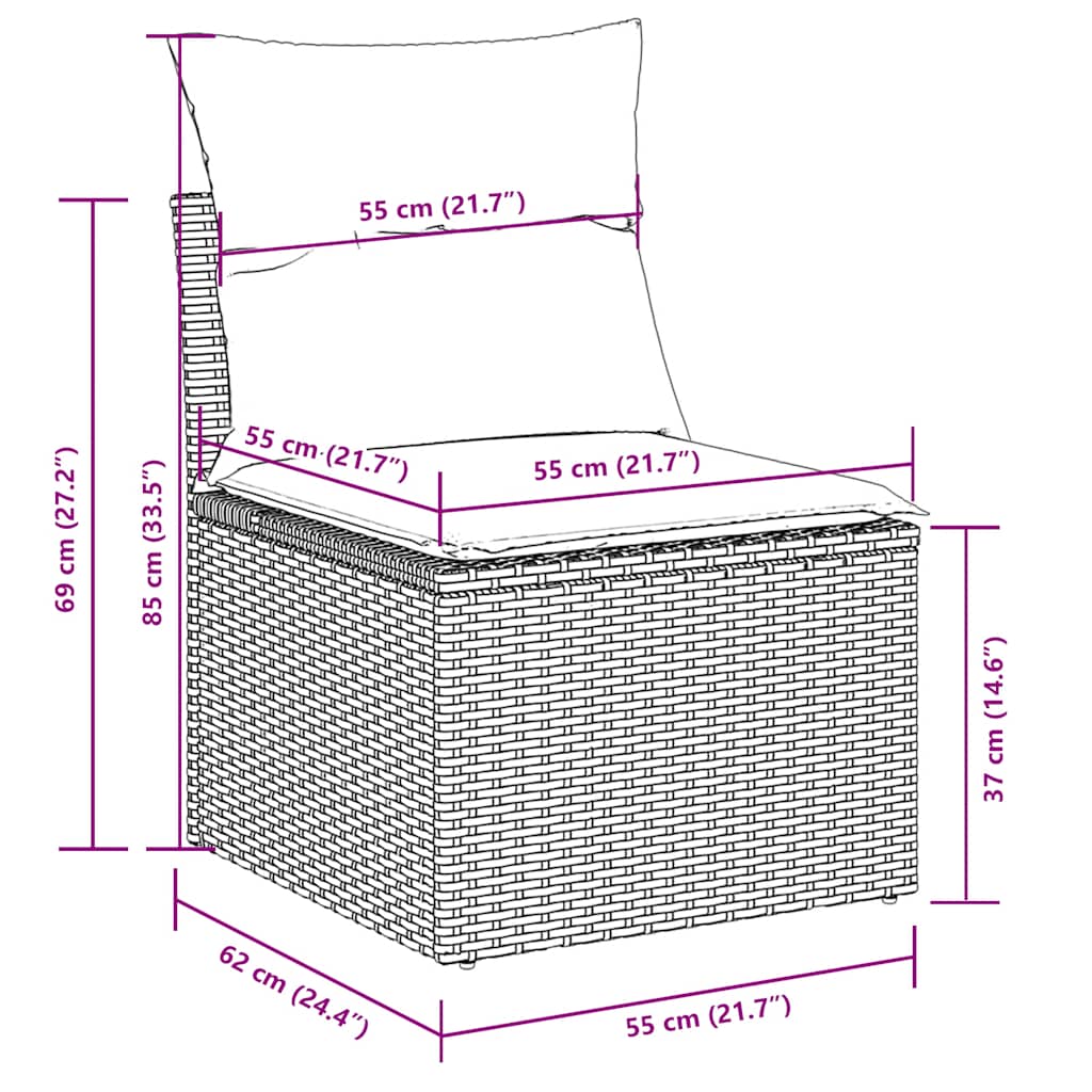 Set Divani da Giardino 5 pz con Cuscini in Polyrattan Nero