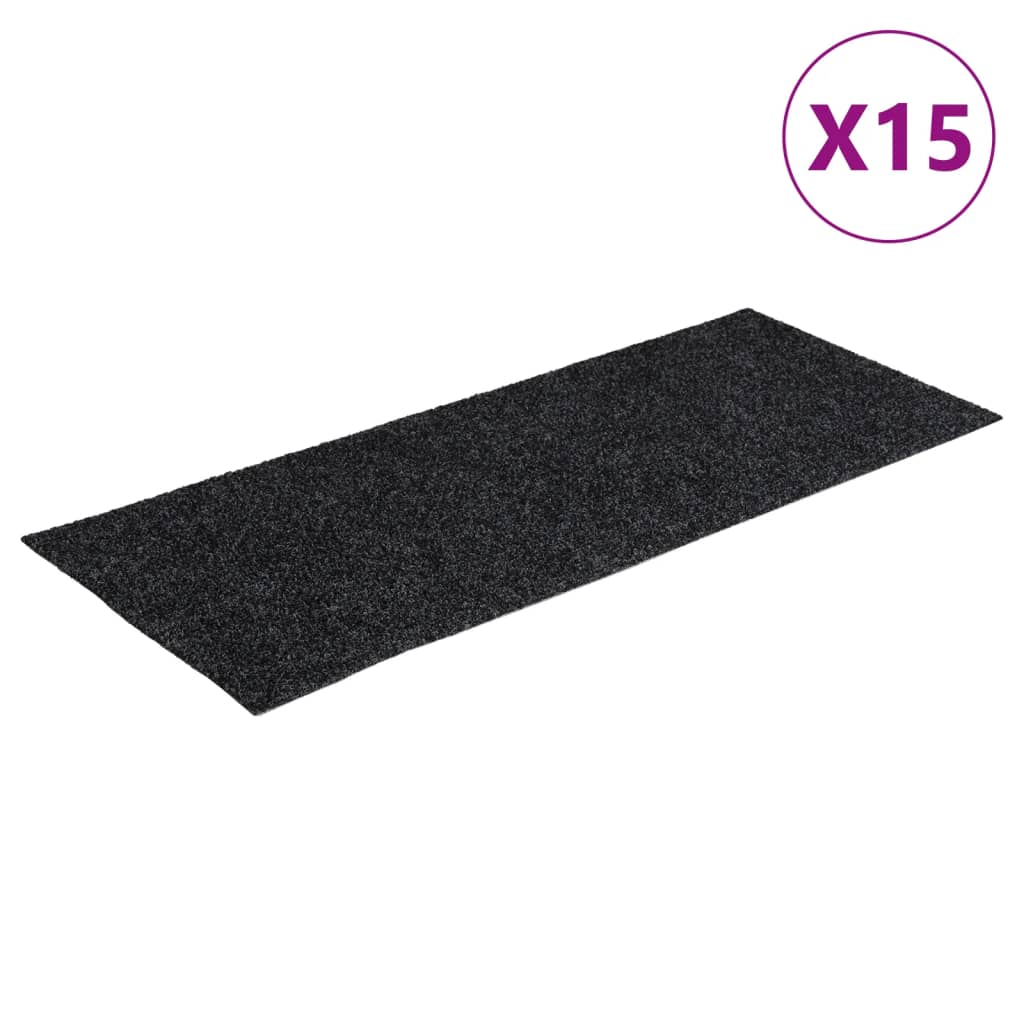 Tappetini per scale autoadesivi 15 pz 60x25 cm Grigio Scuro Rettangolari