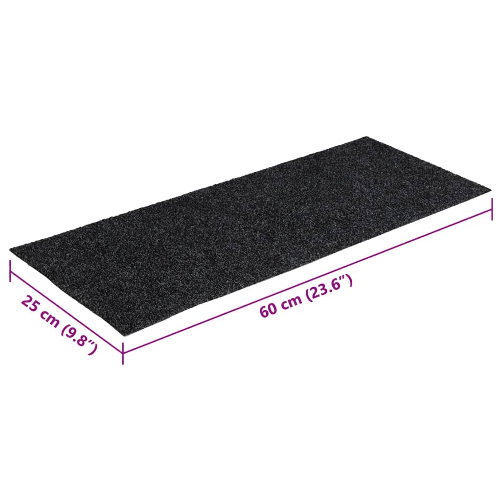 Tappetini per scale autoadesivi 15 pz 60x25 cm Grigio Scuro Rettangolari