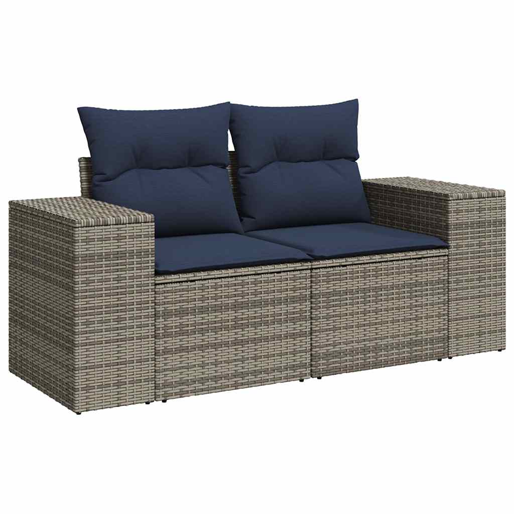 Set Divani da Giardino 5 pz con Cuscini Grigio in Polyrattan