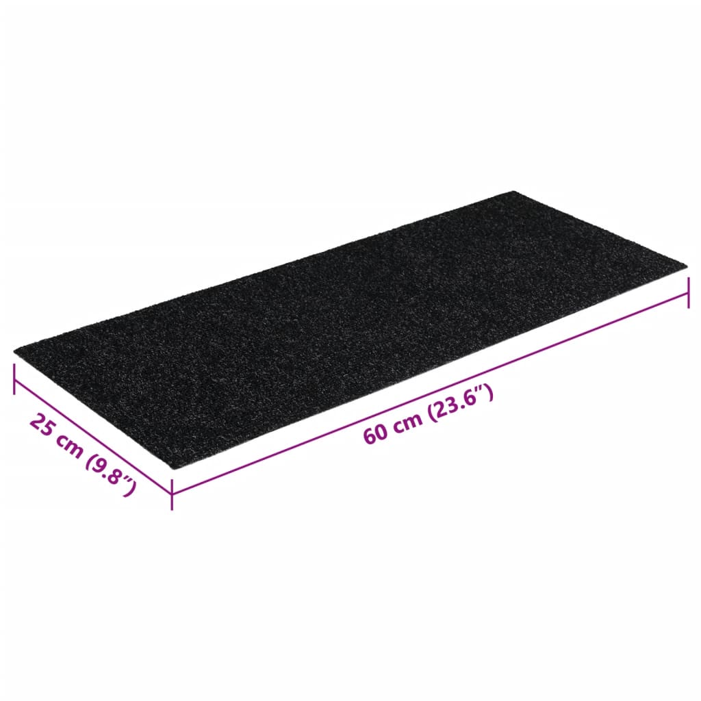 Tappetini per scale autoadesivi 15 pz 60x25 cm neri rettangolari