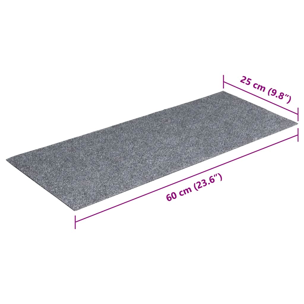 Tappetini per scale autoadesivi 15 pz 60x25 cm grigio chiaro rettangolari
