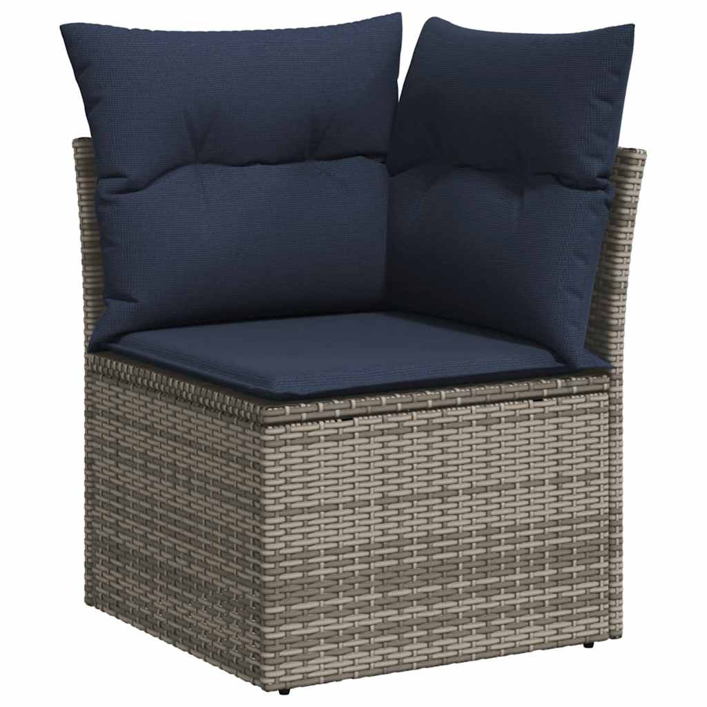 Set Divani da Giardino 6 pz con Cuscini Grigio in Polyrattan