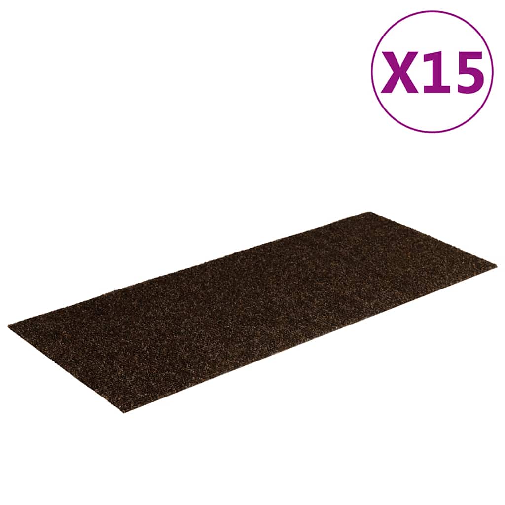 Tappetini per scale autoadesivi 15 pz 60x25 cm marrone rettangolari