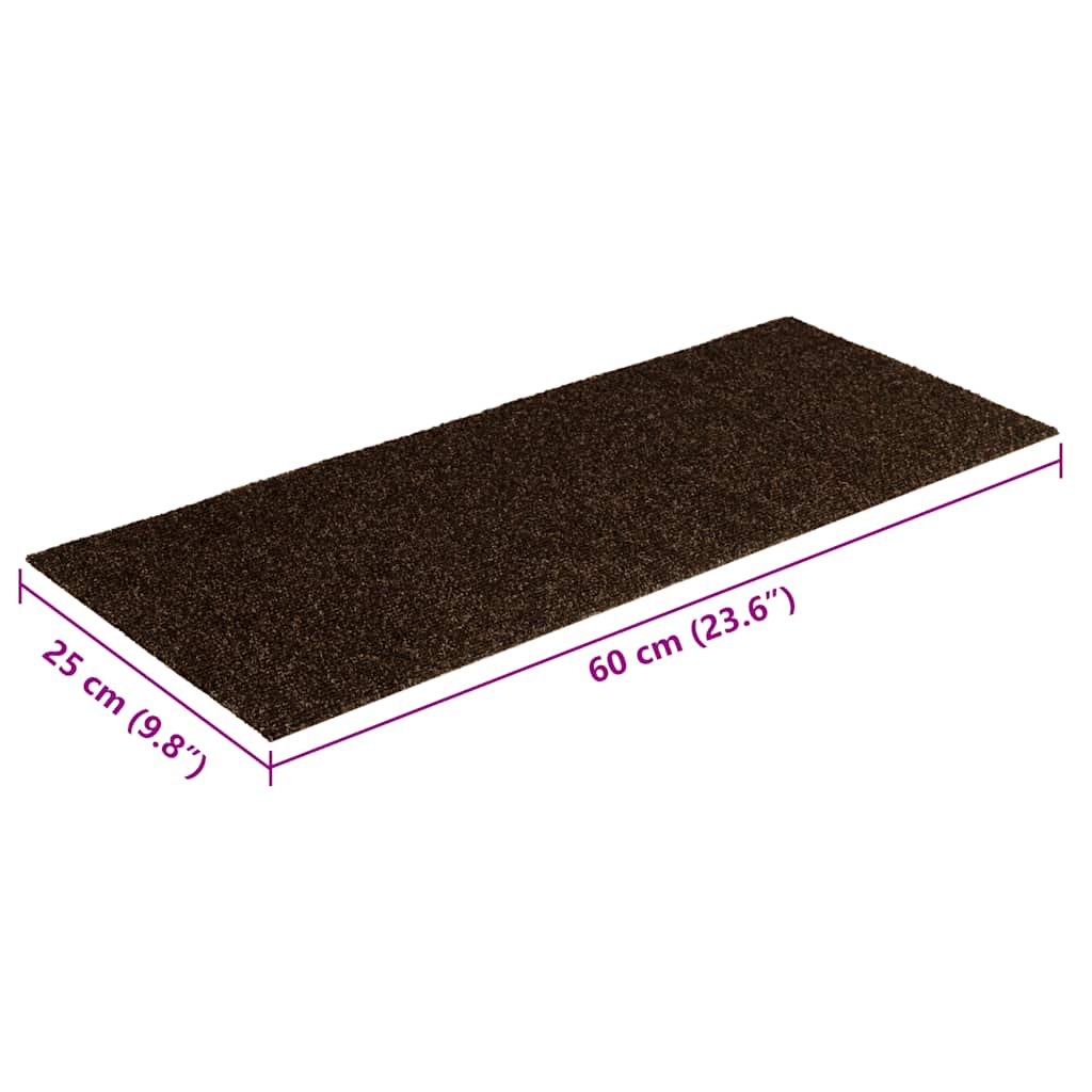 Tappetini per scale autoadesivi 15 pz 60x25 cm marrone rettangolari