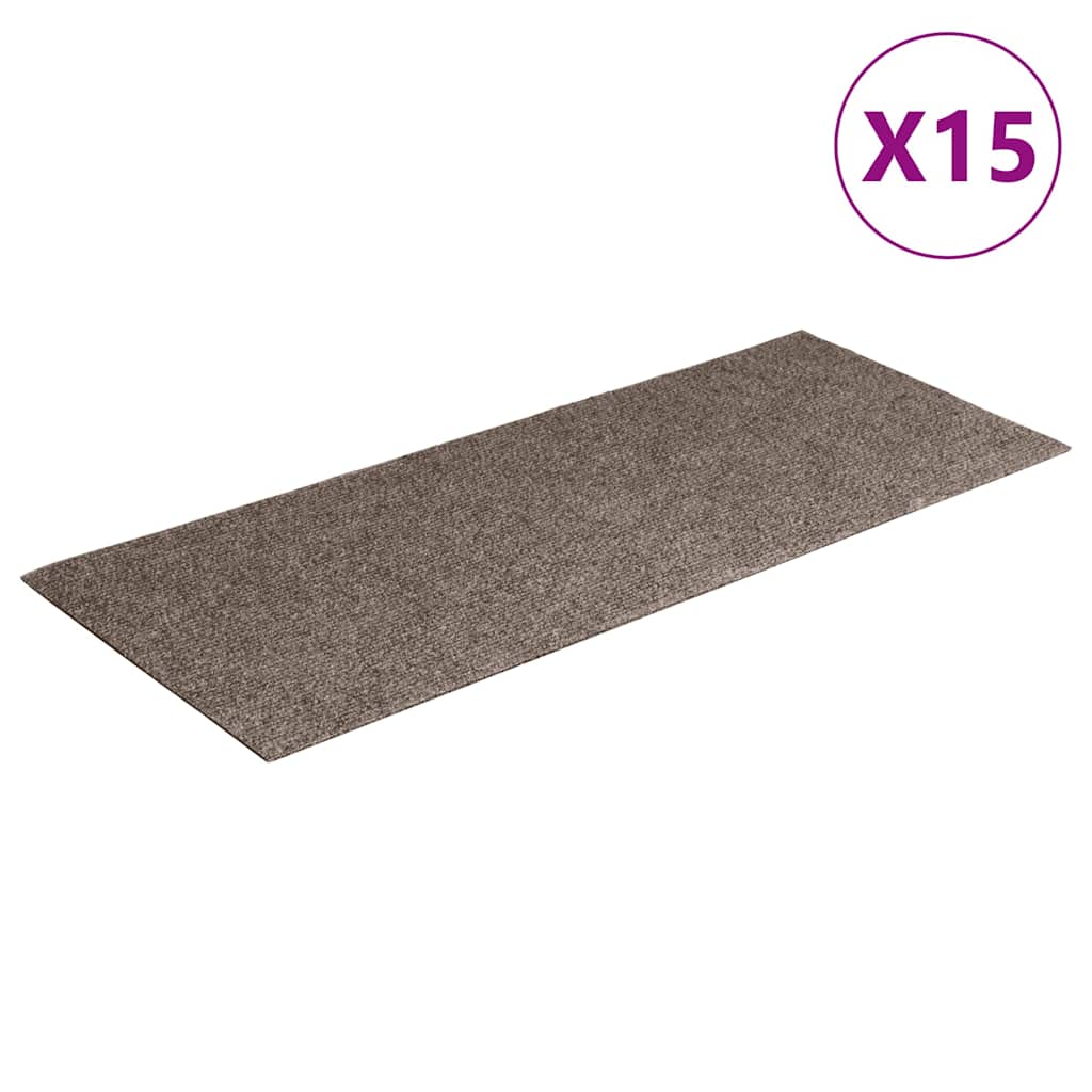 Tappetini per scale autoadesivi 15 pz 60x25 cm beige rettangolari
