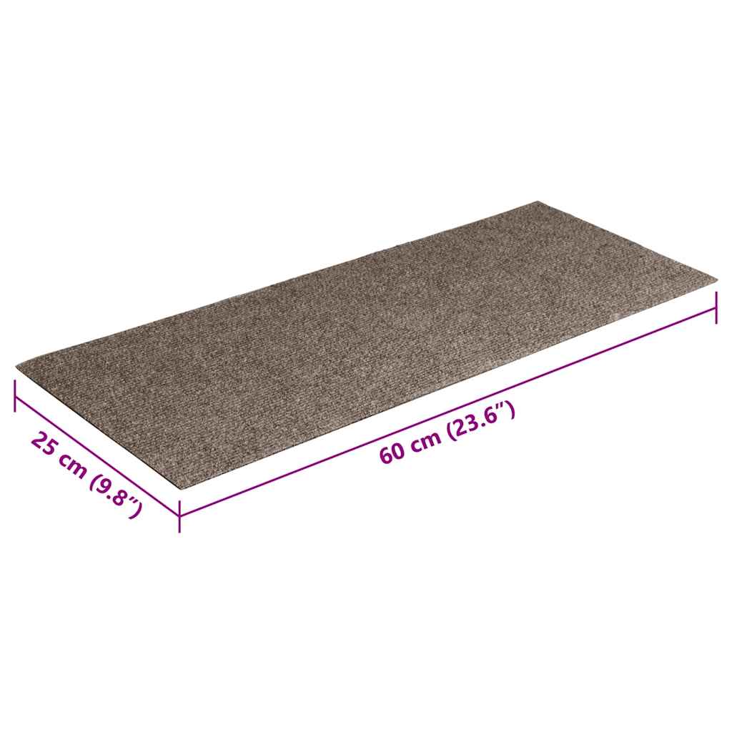Tappetini per scale autoadesivi 15 pz 60x25 cm beige rettangolari