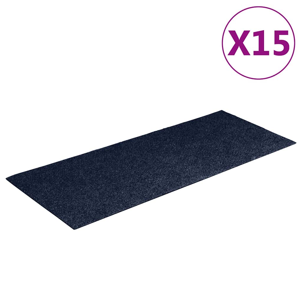 Tappetini per scale autoadesivi 15 pz 60x25 cm blu navy rettangolari