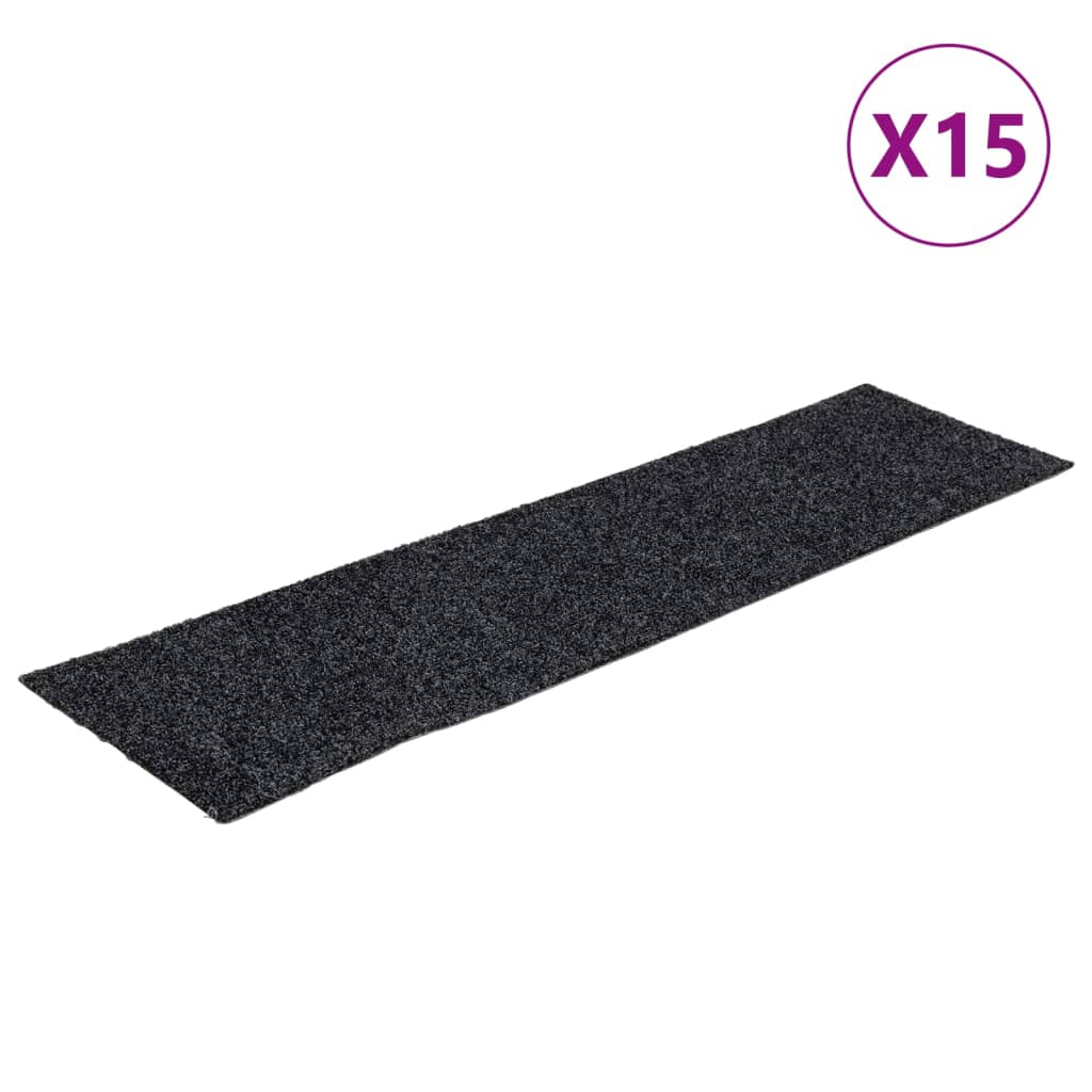 Tappetini per scale autoadesivi 15 pz 76x20 cm Grigio Scuro Rettangolari