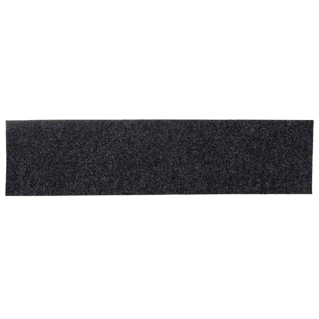 Tappetini per scale autoadesivi 15 pz 76x20 cm Grigio Scuro Rettangolari