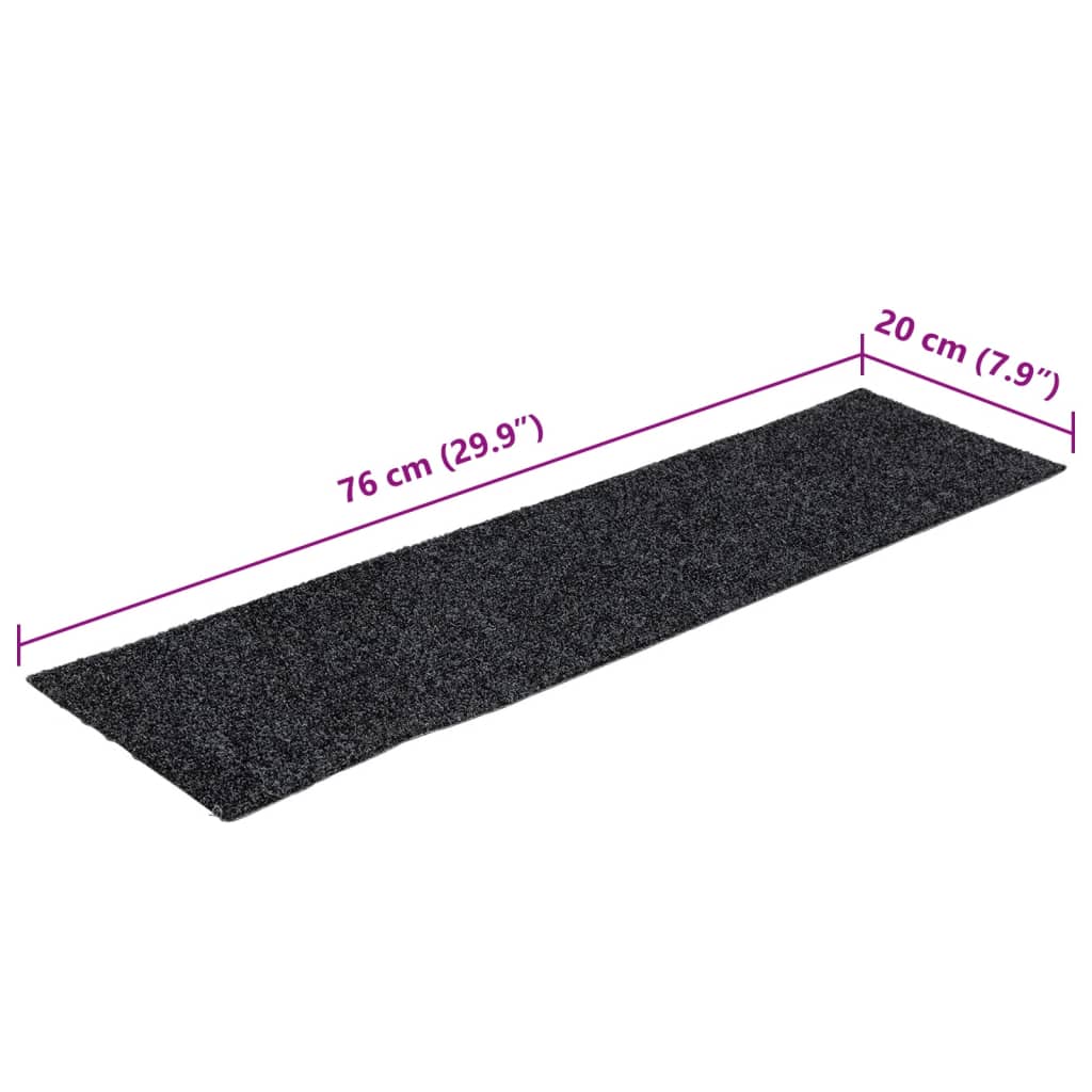 Tappetini per scale autoadesivi 15 pz 76x20 cm Grigio Scuro Rettangolari