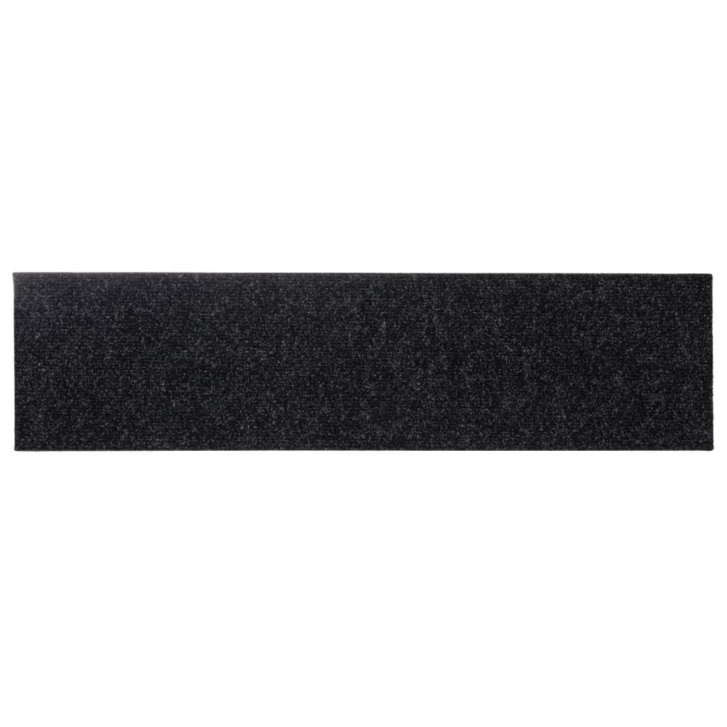 Tappetini per scale autoadesivi 15 pz 76x20 cm neri rettangolari