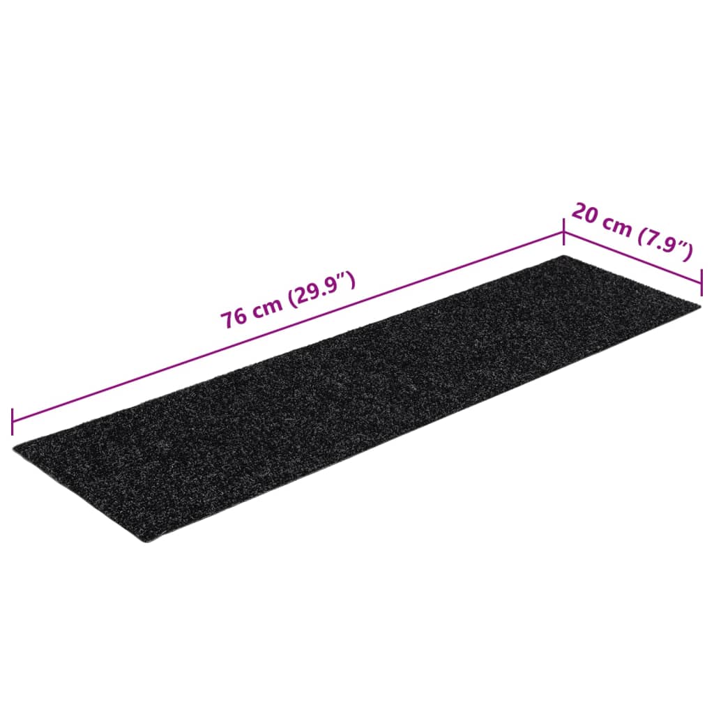 Tappetini per scale autoadesivi 15 pz 76x20 cm neri rettangolari