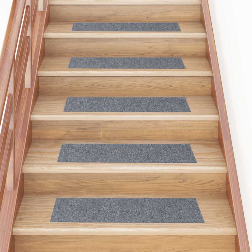 Tappetini per scale autoadesivi 15 pz 76x20 cm Grigio chiaro Rettangolari