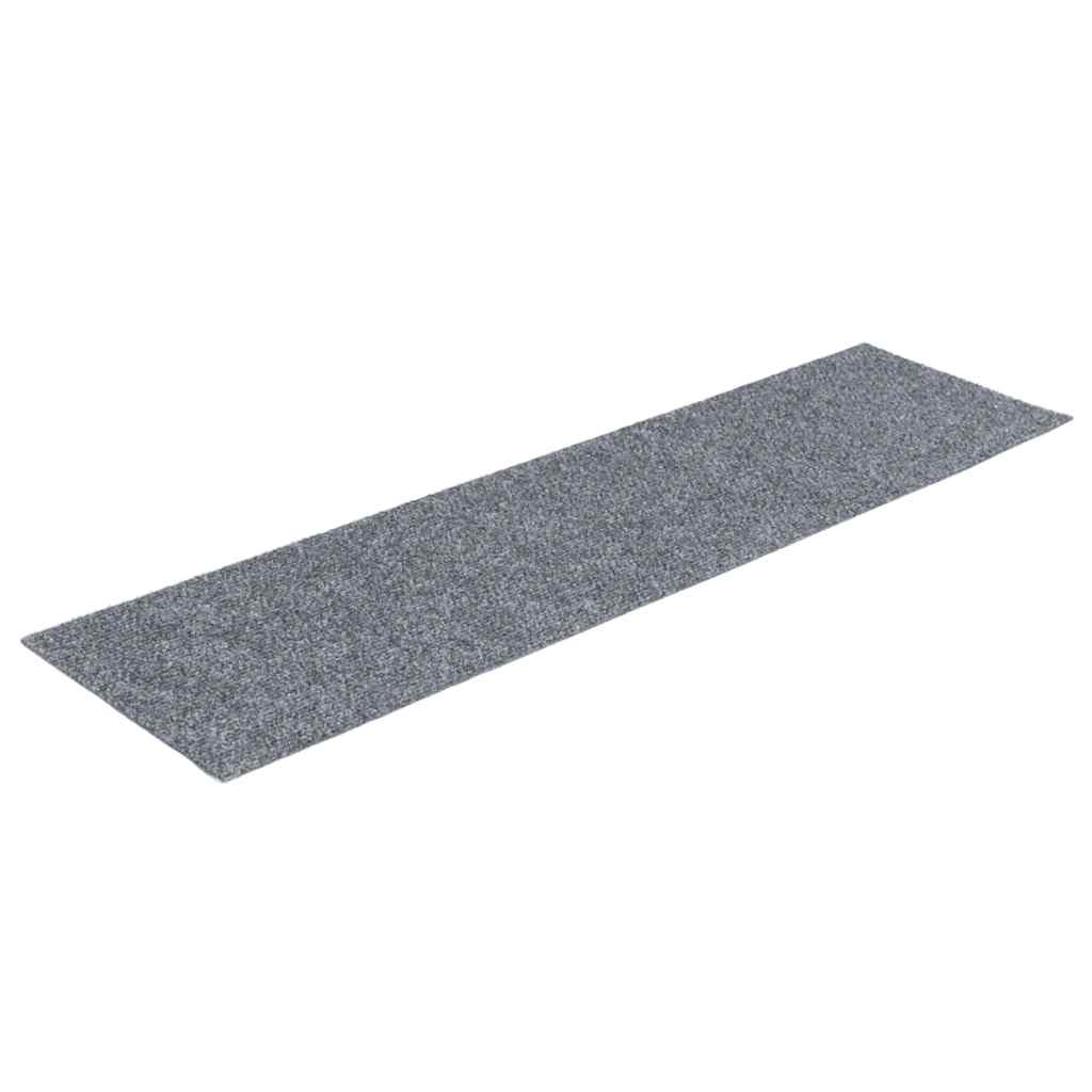 Tappetini per scale autoadesivi 15 pz 76x20 cm Grigio chiaro Rettangolari