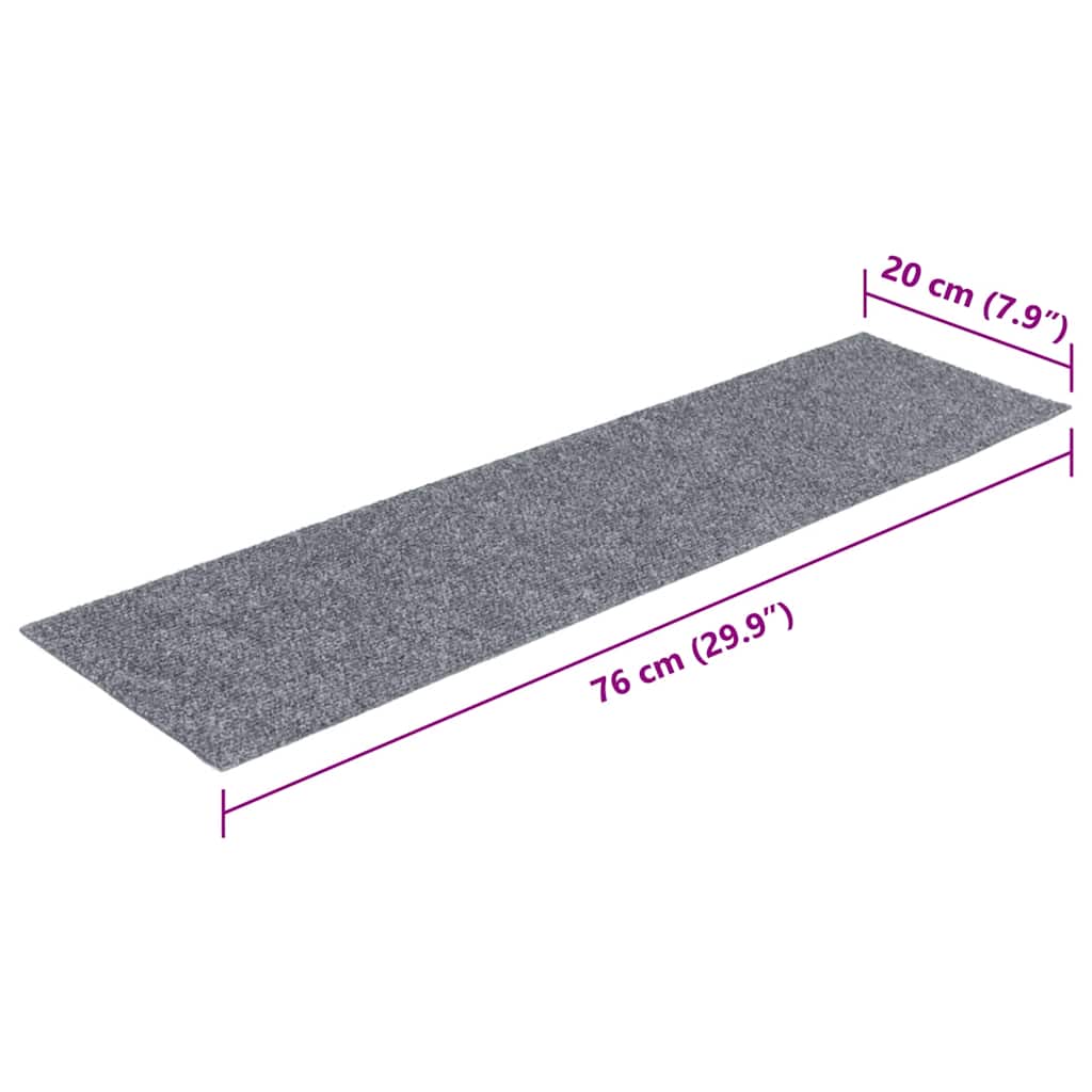 Tappetini per scale autoadesivi 15 pz 76x20 cm Grigio chiaro Rettangolari