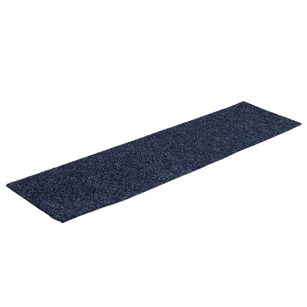 Tappetini per scale autoadesivi 15 pz 76x20 cm Grigio Blu Rettangolari