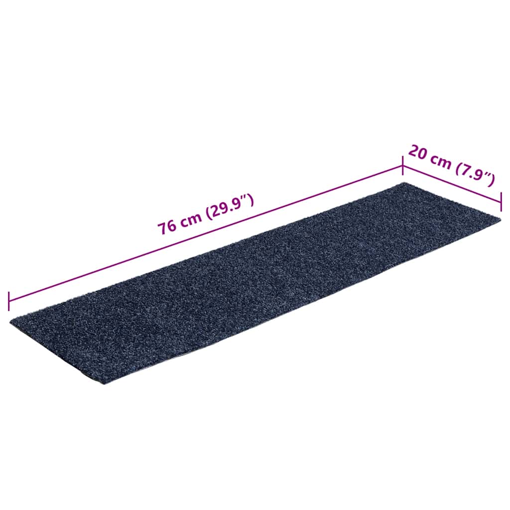 Tappetini per scale autoadesivi 15 pz 76x20 cm Grigio Blu Rettangolari