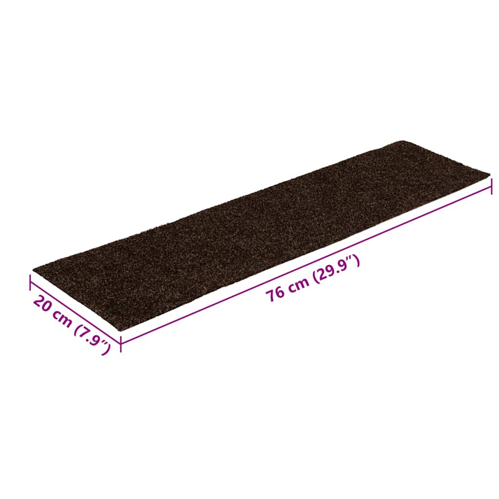 Tappetini per scale autoadesivi 15 pz 76x20 cm marrone rettangolari