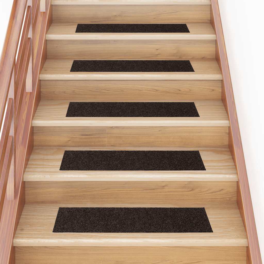 Tappetini per scale autoadesivi 15 pz 76x20 cm marrone scuro rettangolari