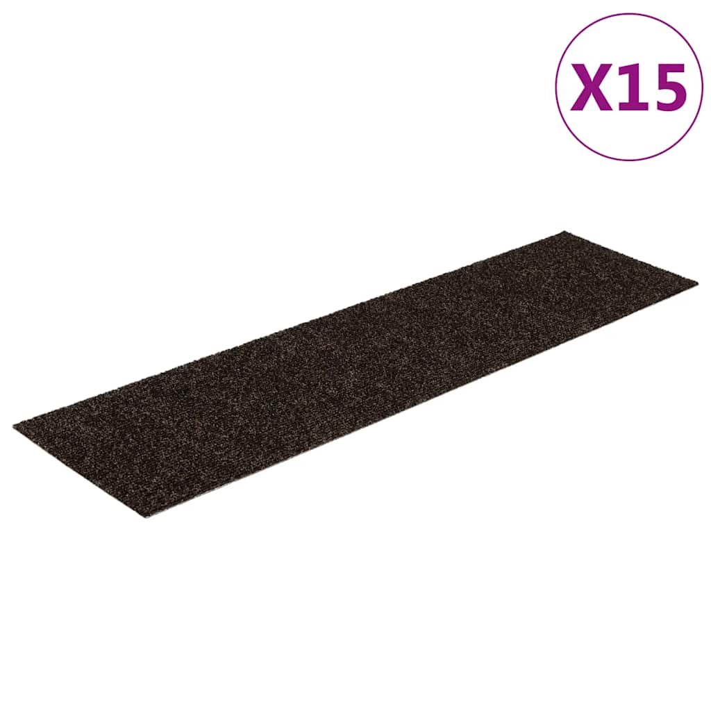 Tappetini per scale autoadesivi 15 pz 76x20 cm marrone scuro rettangolari