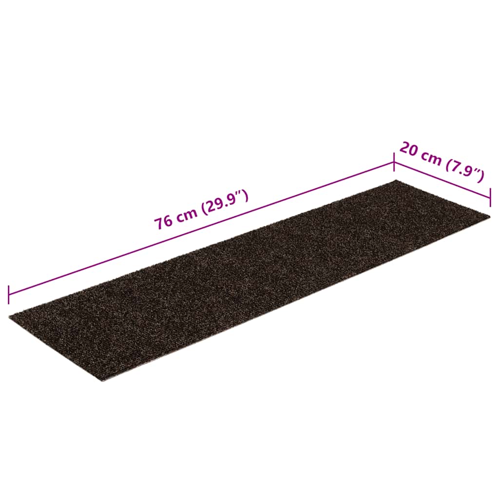 Tappetini per scale autoadesivi 15 pz 76x20 cm marrone scuro rettangolari