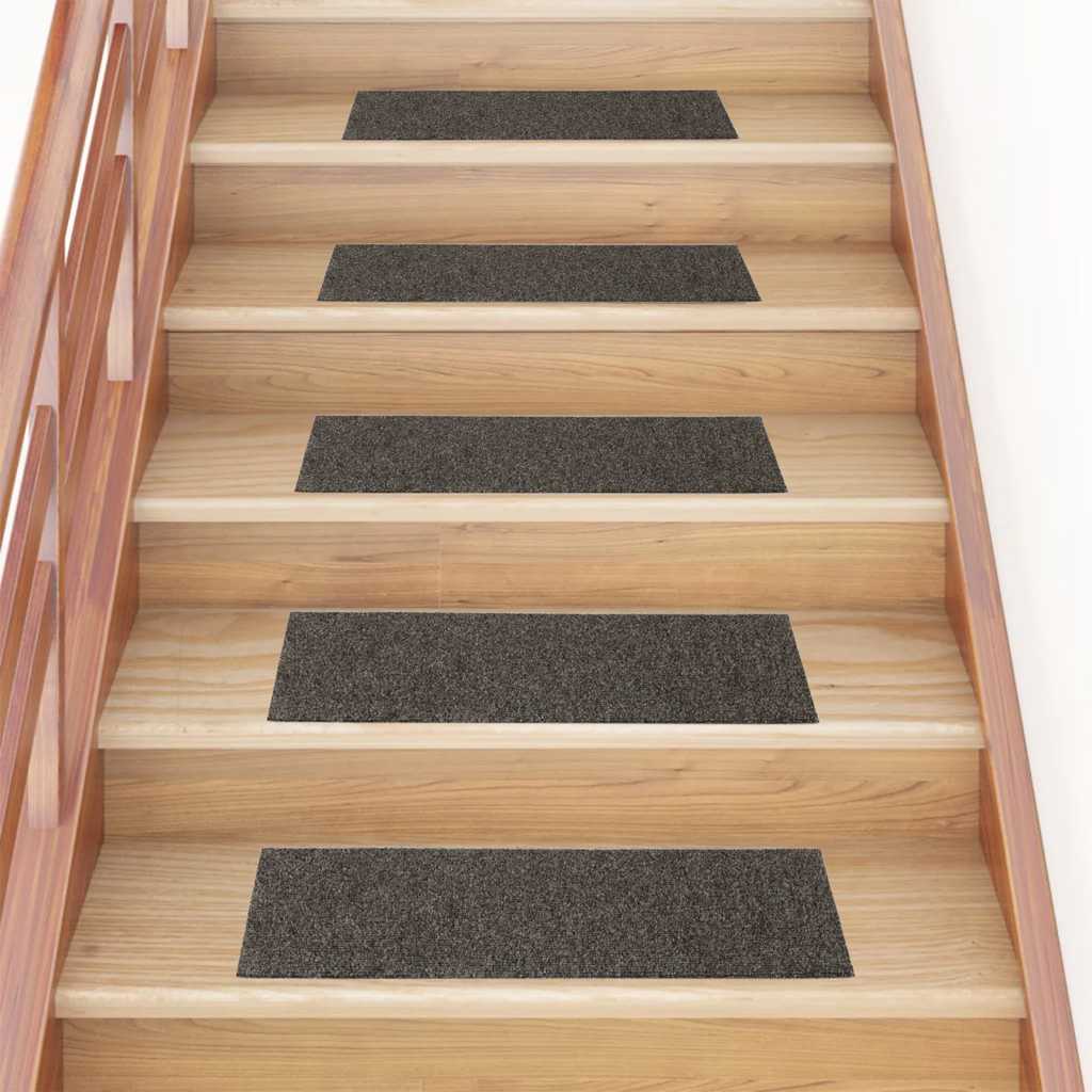 Tappetini per scale autoadesivi 15 pz 76x20 cm antracite rettangolari