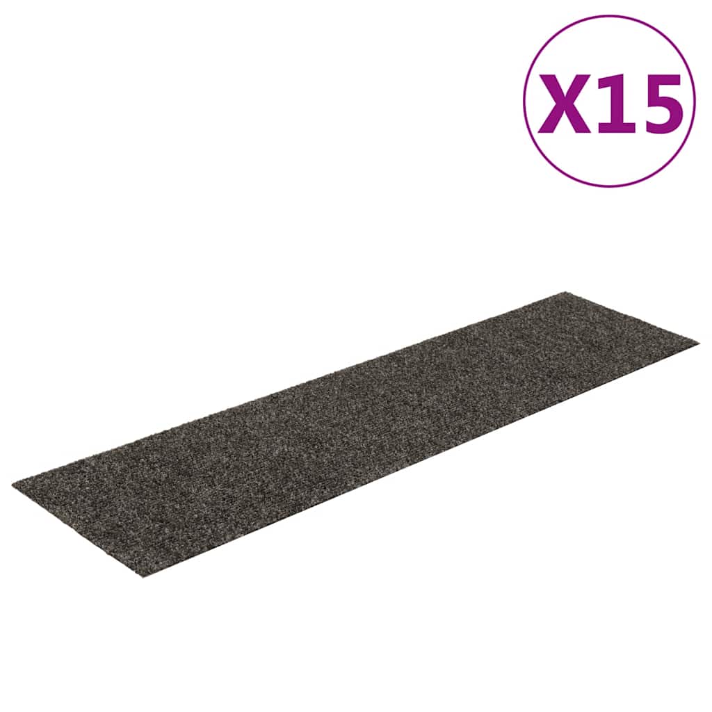 Tappetini per scale autoadesivi 15 pz 76x20 cm antracite rettangolari