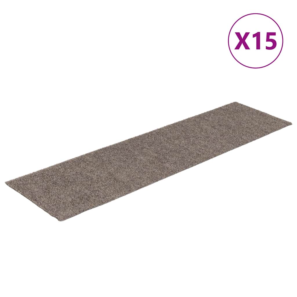 Tappetini per scale autoadesivi 15 pz 76x20 cm beige rettangolari