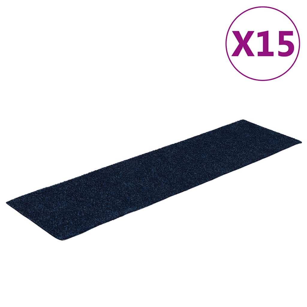 Tappetini per scale autoadesivi 15 pz 76x20 cm blu navy rettangolari