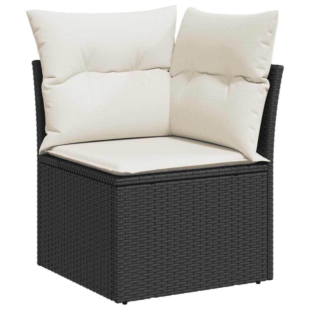 Salotto da giardino 5 pz in polyrattan nero e cuscini
