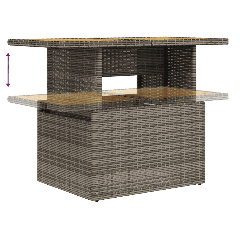 Salotto da esterno 5 pz in polyrattan grigio con cuscini