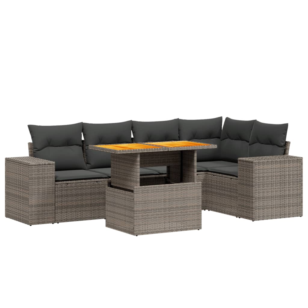 Set salotto da giardino 6 pz in rattan PE grigio 2