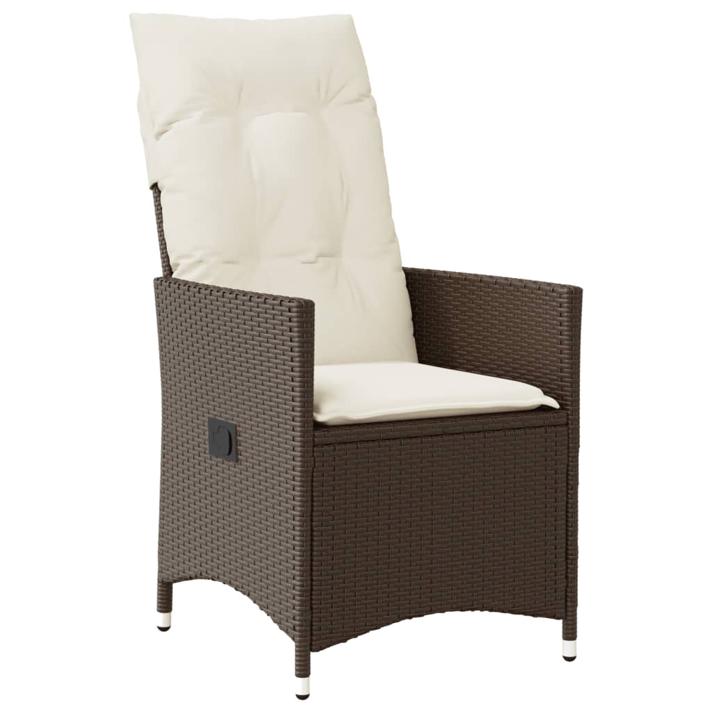 Set da Pranzo da Giardino 5pz con Cuscini in Polyrattan Marrone