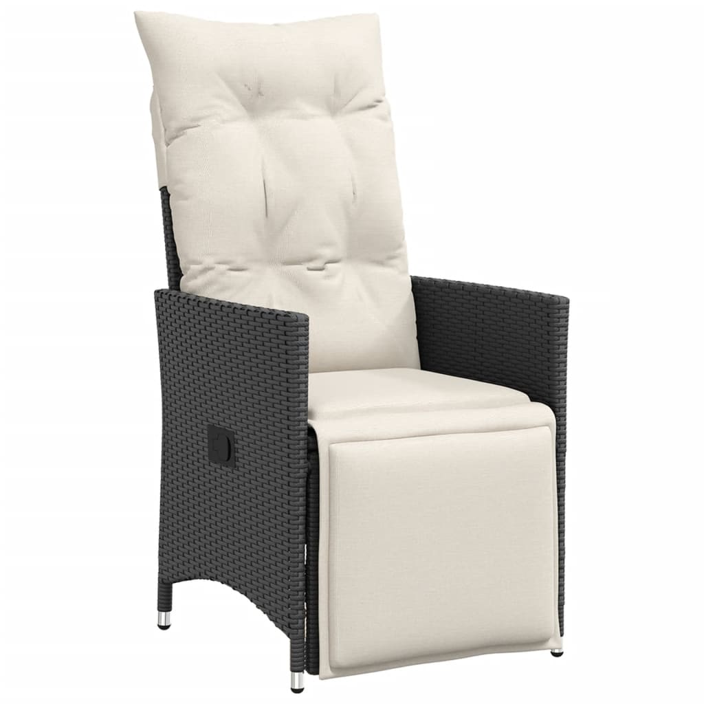 Set da Pranzo da Giardino 5 pz Nero con Cuscini in Polyrattan